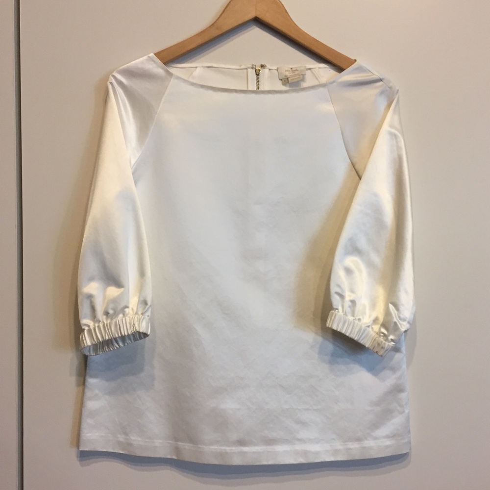 kate spade boatneck white/ivory silk blend blouse